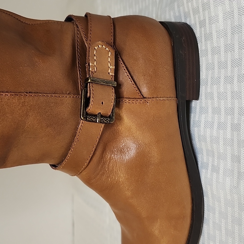 Sperry Brown Leather Tall Boots Buckle Accents NEW - Picture 7 of 14